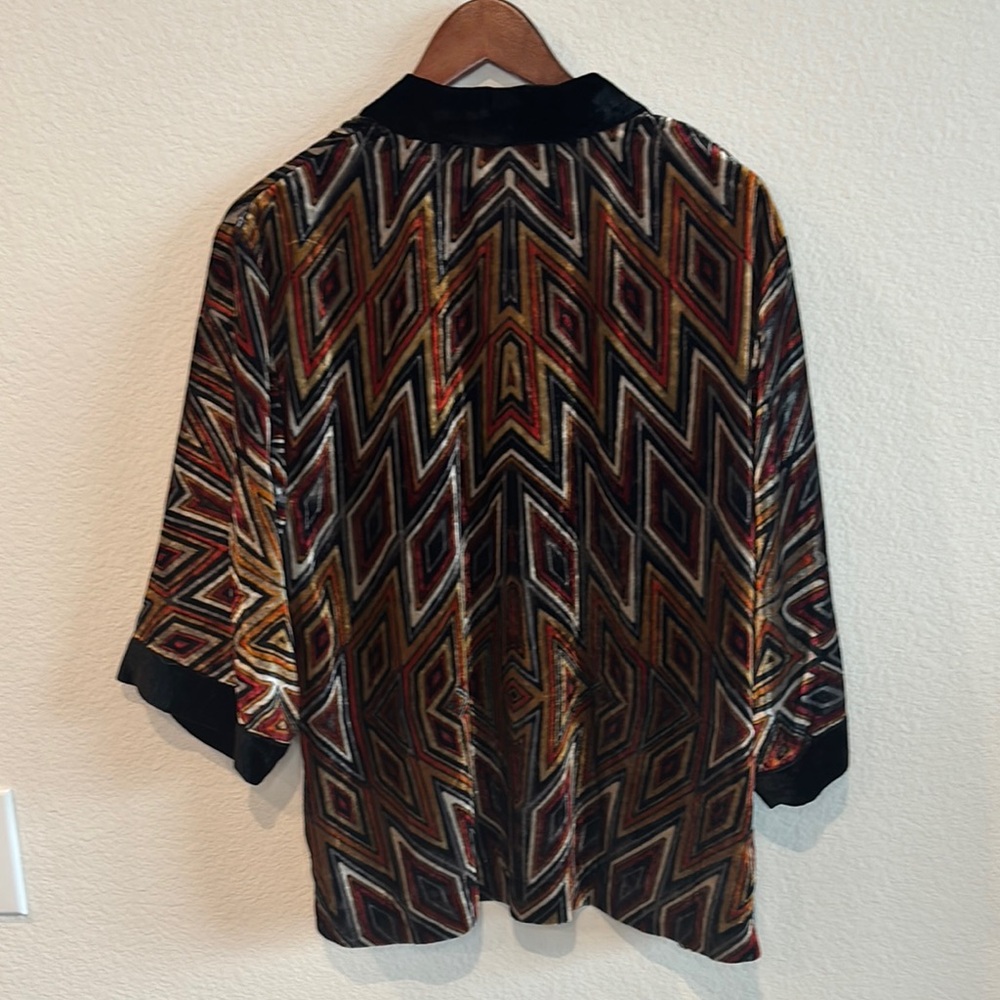 Chico's Multicolor Patterned Velour Open Front Ca… - image 3